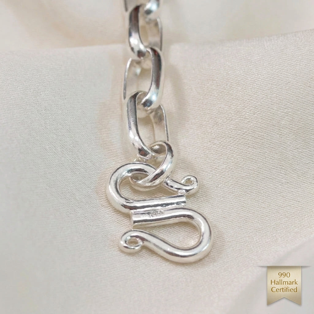 990 Silver Fishbone Link Bracelet | Classic Design