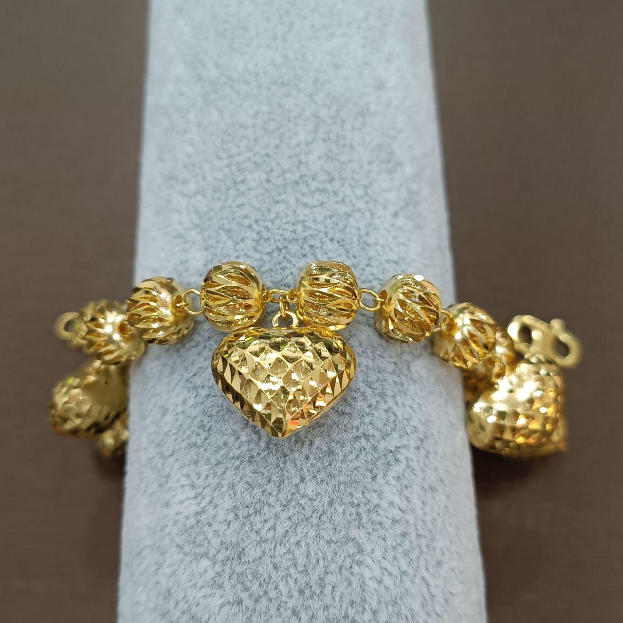 22k / 916 gold ball dangling heart bracelet-916 gold-Best Gold Shop