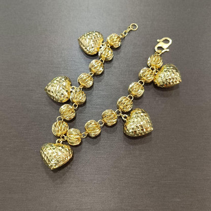 22k / 916 gold ball dangling heart bracelet-916 gold-Best Gold Shop