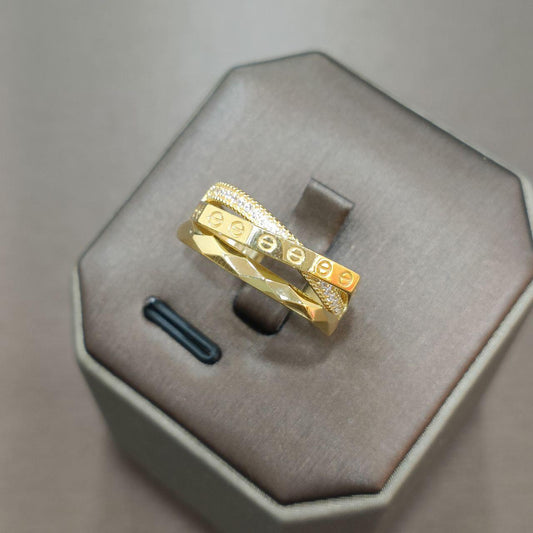 22k / 916 Gold C design Crystal Ring-916 gold-Best Gold Shop
