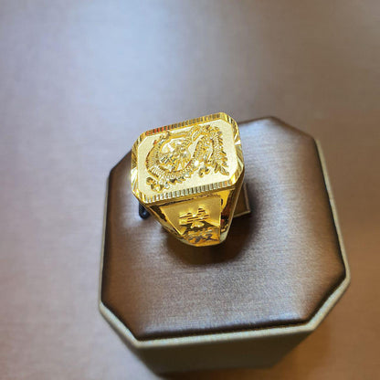 22k / 916 Gold Gents Dragon with Huat Word Ring by Best Gold Shop-916 gold-Best Gold Shop